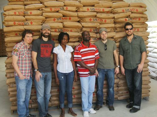 World Vision food project staff with Third Day