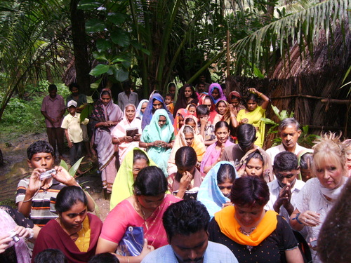 Ambajipeta congregation  before entering church.