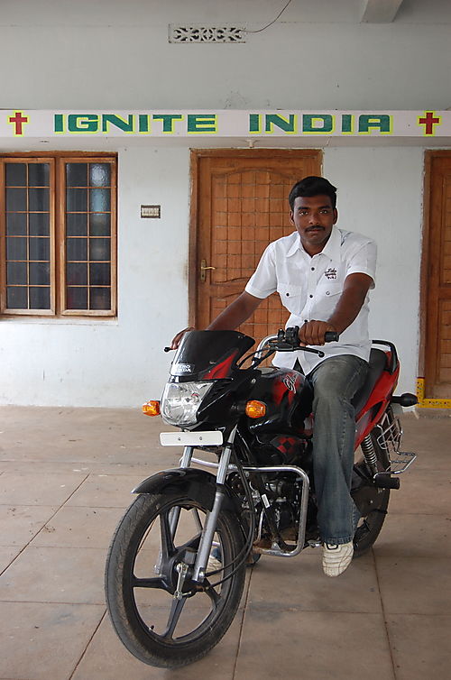 Sagar and his new motorbike.
