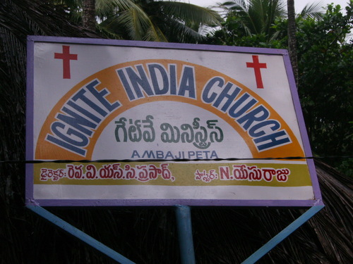 Ambajipeta Ignite church sign.