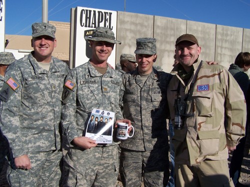 Me with three Chaplains, Bastogne Chapel at Camp Speicher, Iraq.
