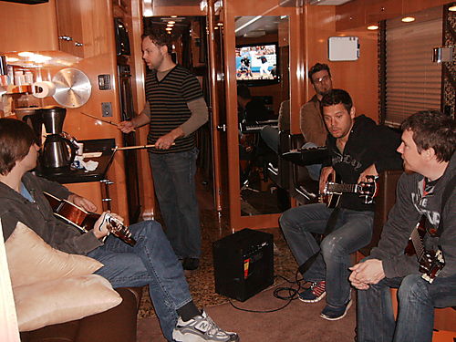 Jam session on the tour bus.